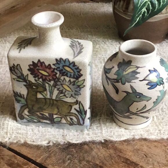 Pottery Barn Iznik Decorative Stoneware Vases Set of Two - Picture 2 of 16